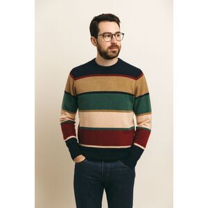 J. Crew Cashmere Multicolor Stripe Pullover Sweater Top   Mens Size Medium